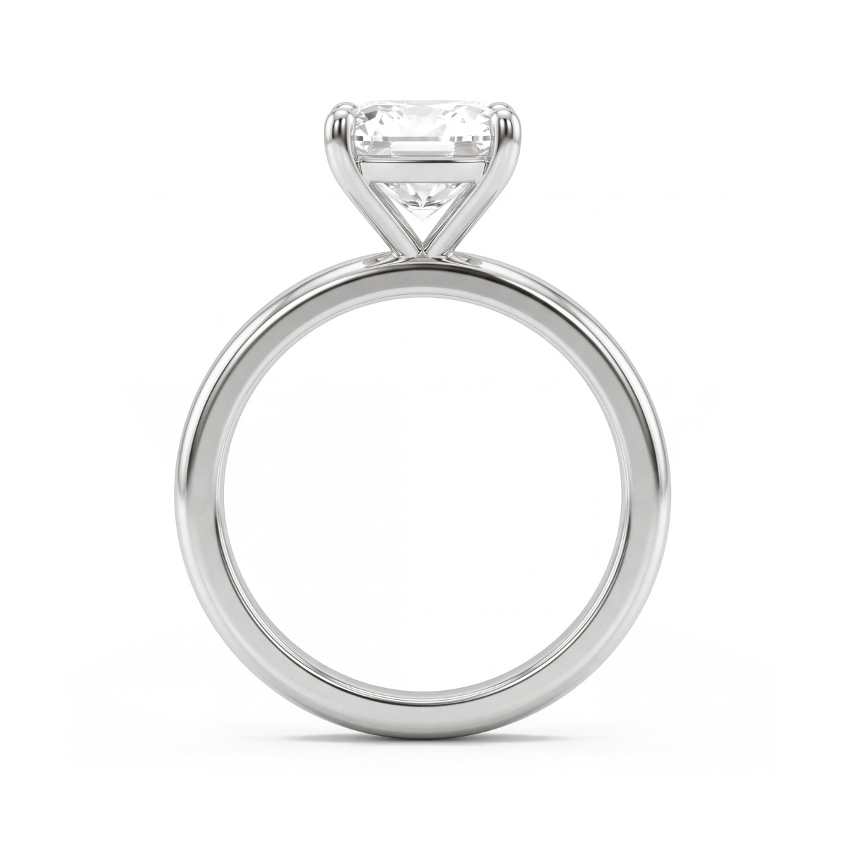 Altessa - Anel de noivado solitário em moissanite de talhe almofada com cravação alta em quatro garras