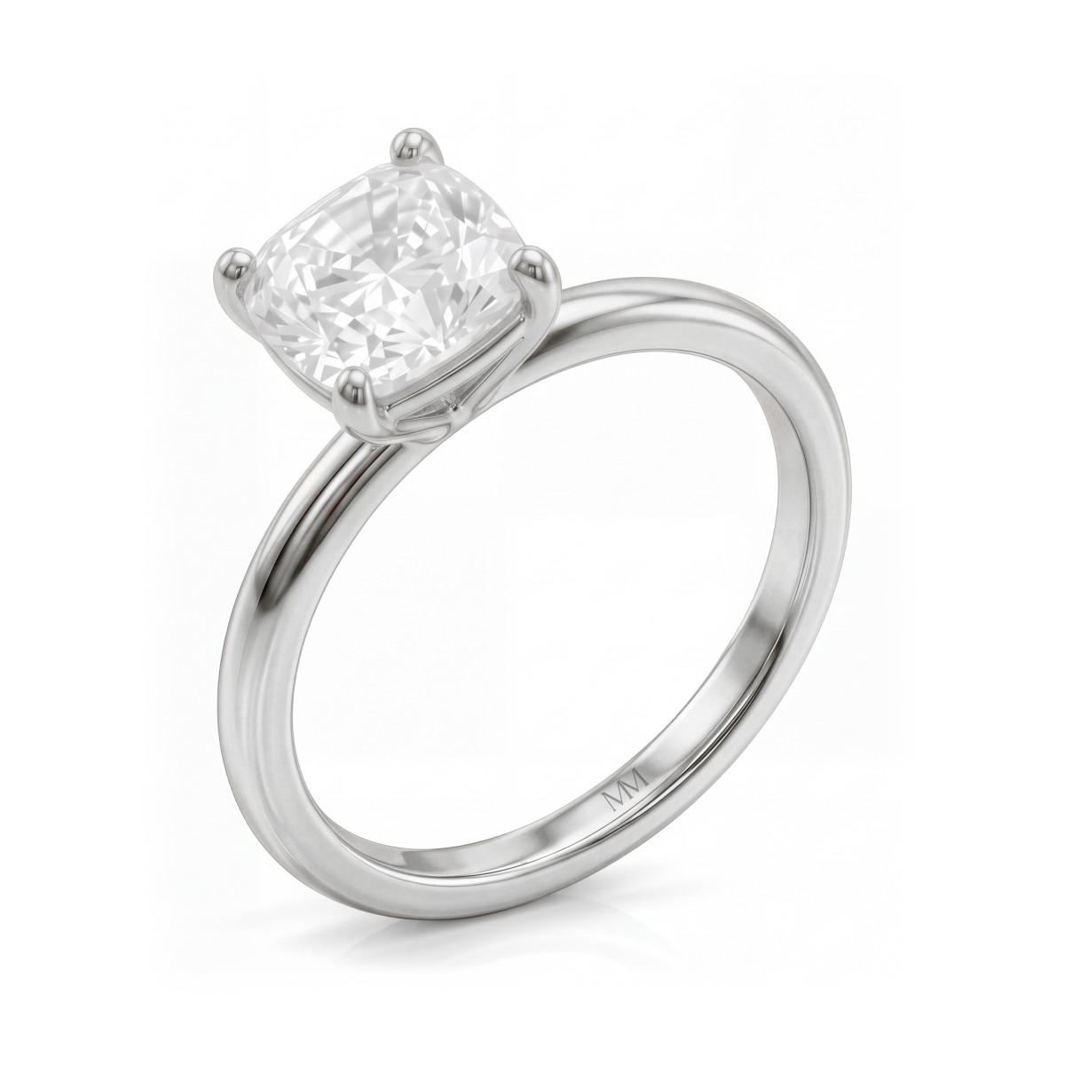 Altessa - Anel de noivado solitário em moissanite de talhe almofada com cravação alta em quatro garras