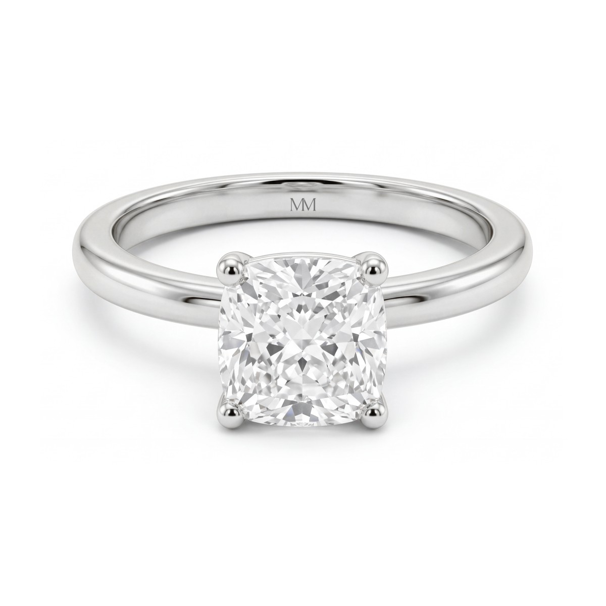 Altessa - Anel de noivado solitário em moissanite de talhe almofada com cravação alta em quatro garras
