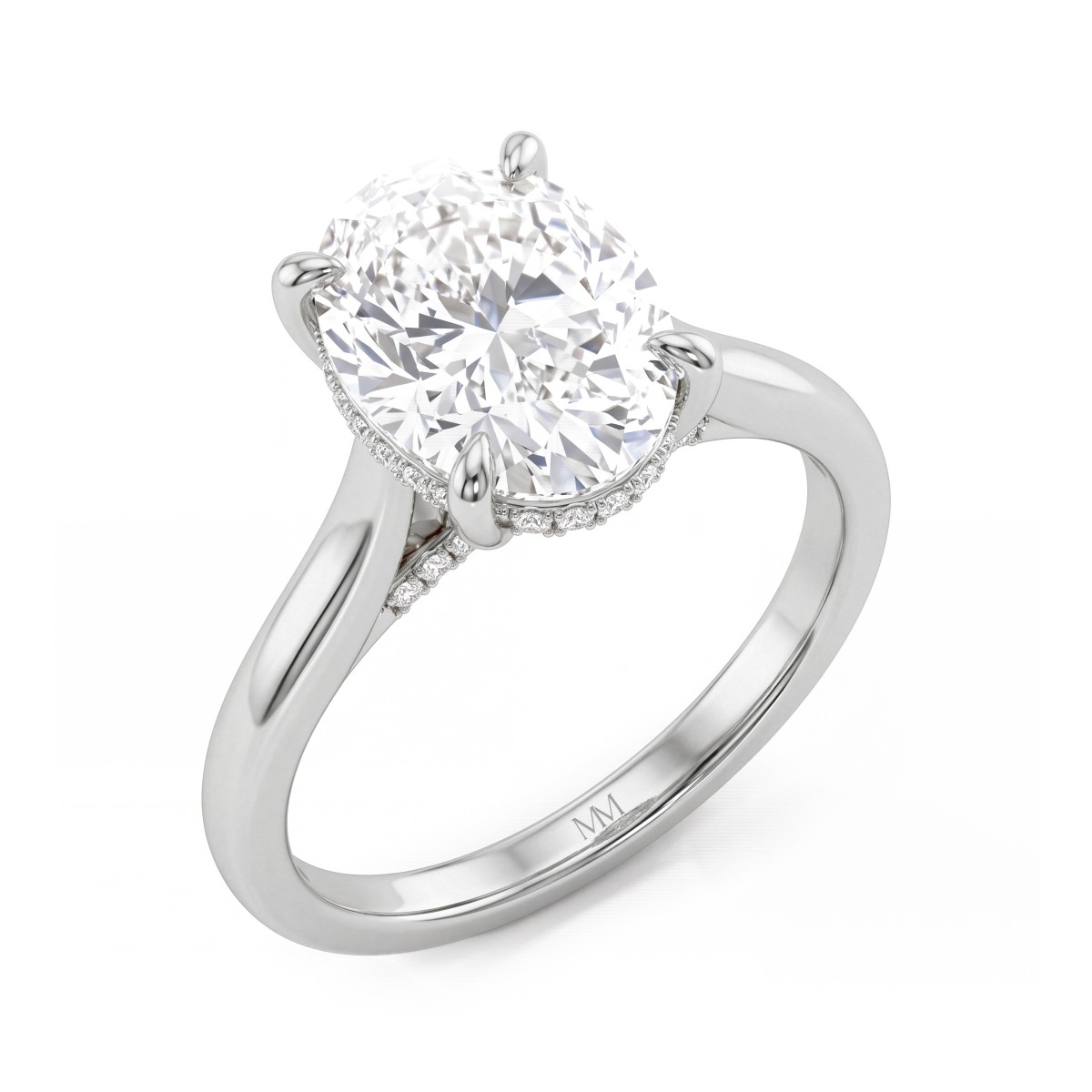 Nimbus - Anel de noivado com moissanite oval e halo oculto