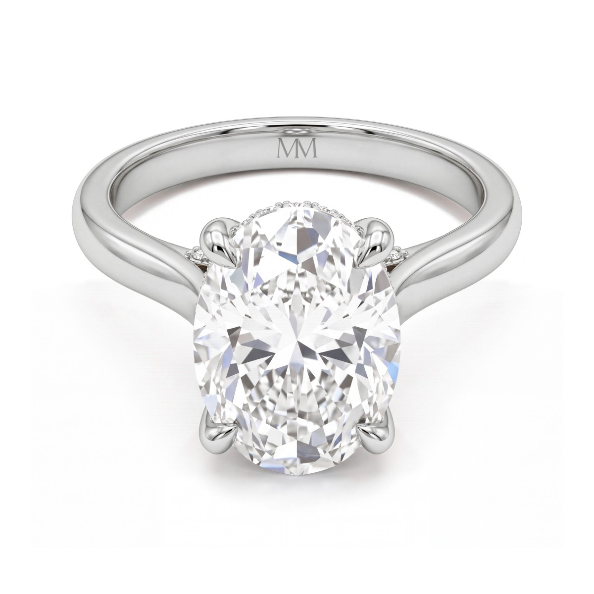 Nimbus - Anel de noivado com moissanite oval e halo oculto