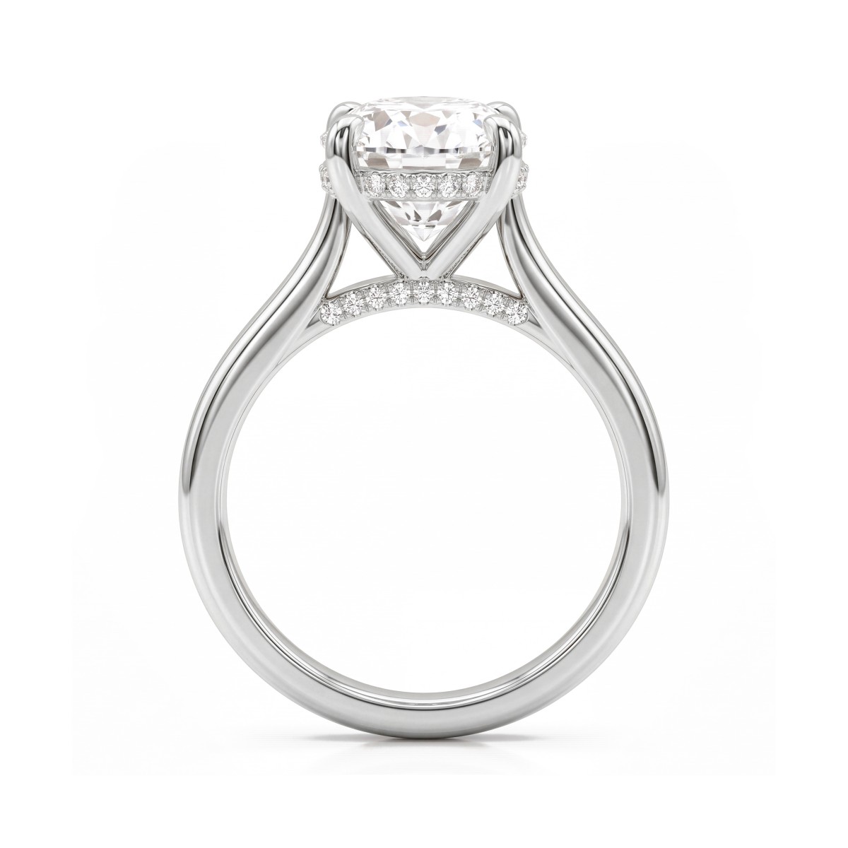 Nimbus - Anel de noivado com moissanite oval e halo oculto