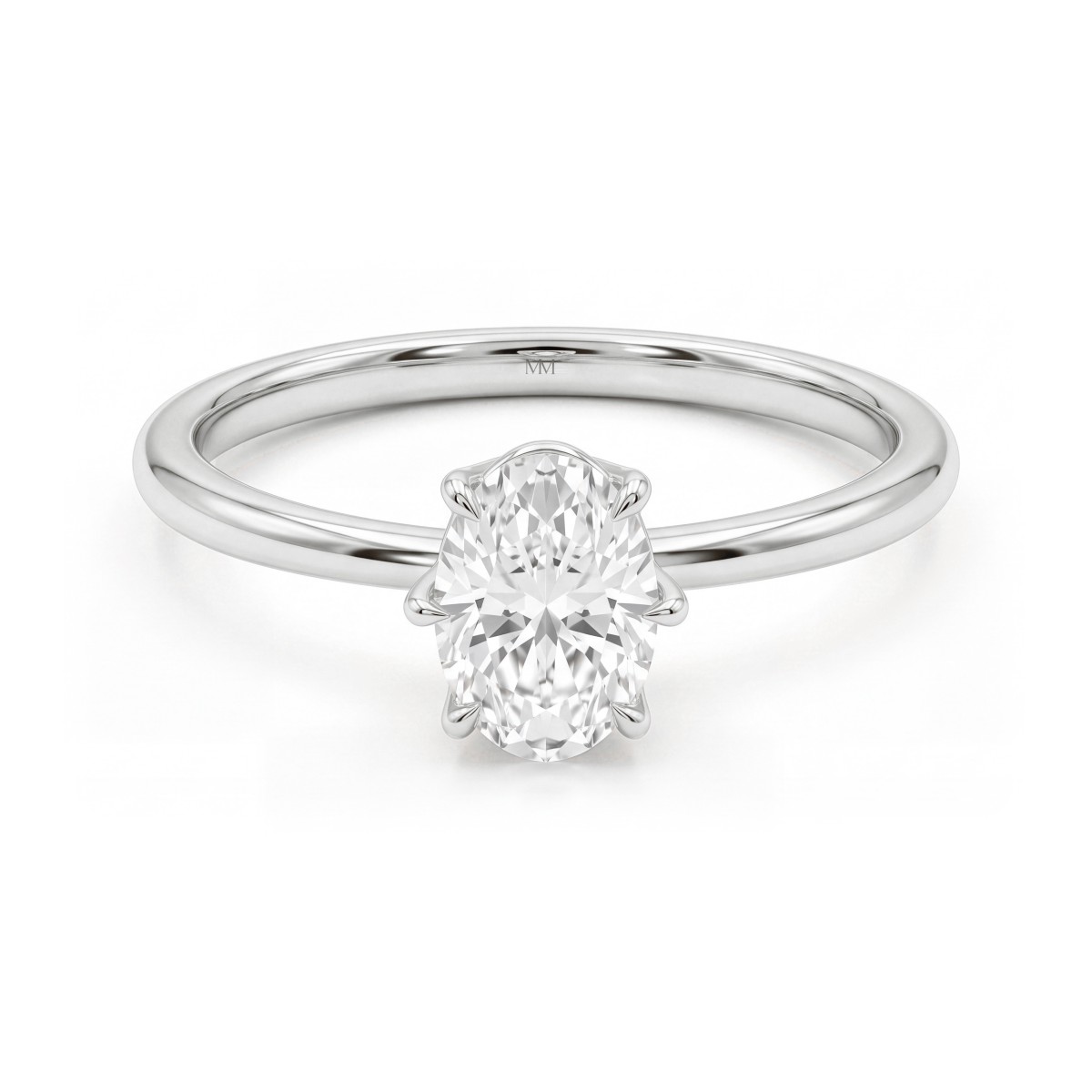 Mignon - Anel solitário de moissanite oval com seis garras