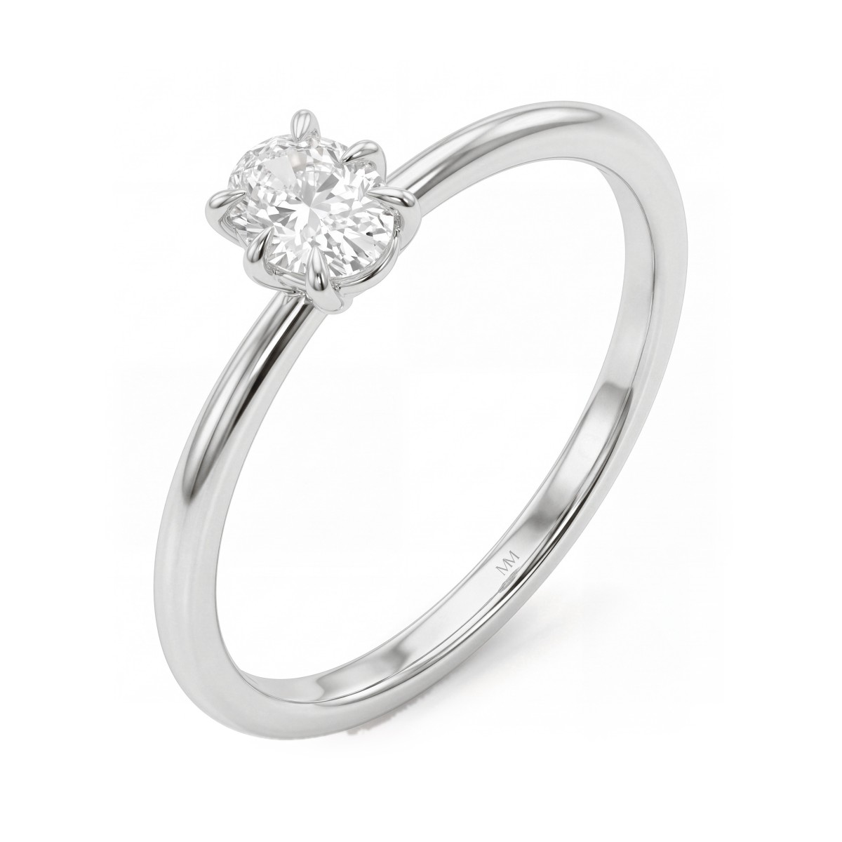 Mignon - Anel solitário de moissanite oval com seis garras