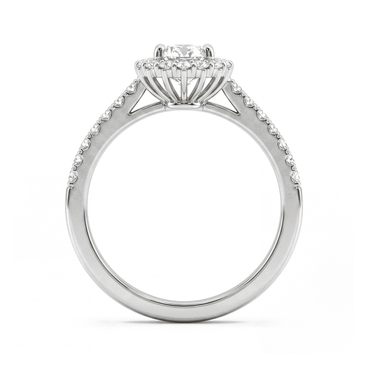 Soleil - Anel halo de moissanite oval com aro em pavé