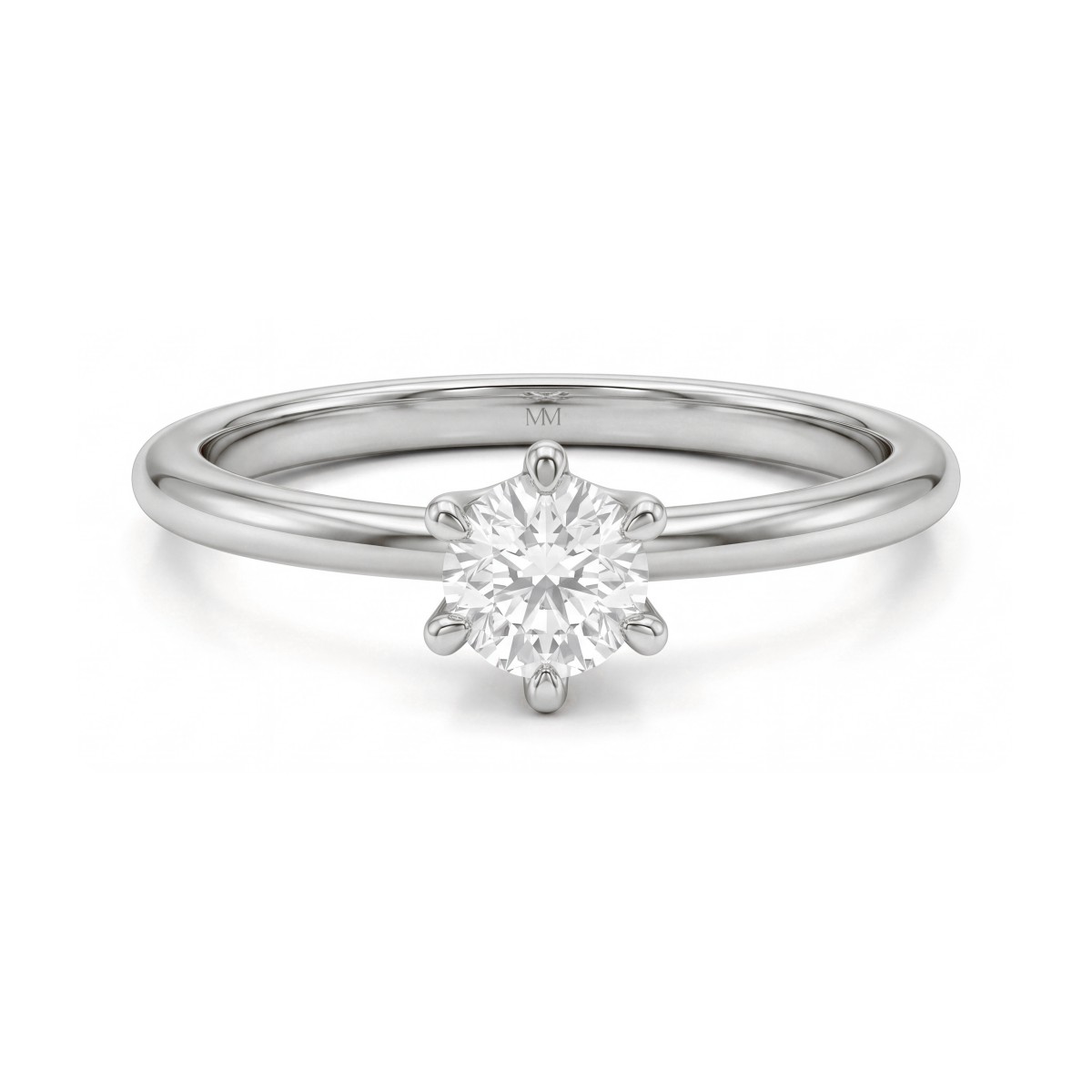 Lily - Anel solitário com moissanite redonda em cravação tulipa