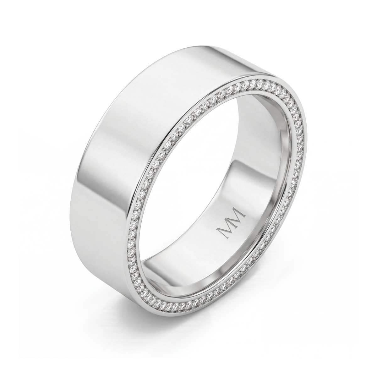 Horizon - Aliança de casamento para homem com moissanite com rebordos em pavé