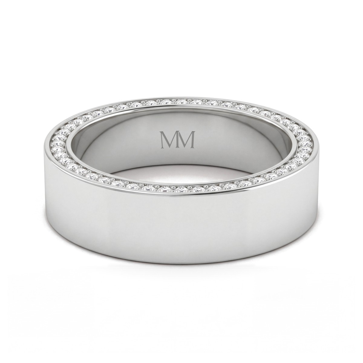 Horizon - Aliança de casamento para homem com moissanite com rebordos em pavé