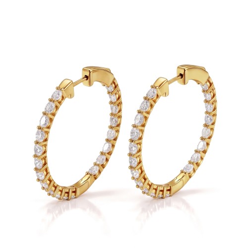 Luminette - Argolas com moissanite de talhe oval e garra partilhada