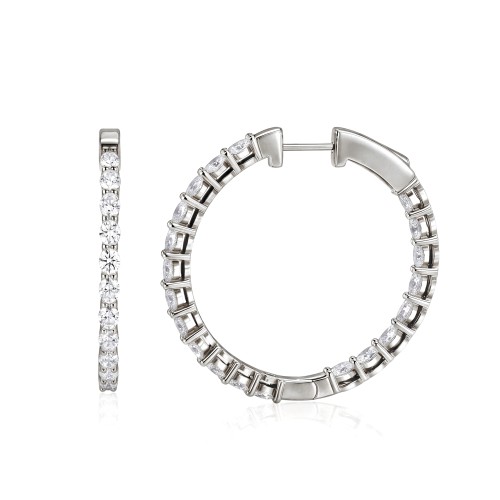 Luminette - Argolas com moissanite de talhe oval e garra partilhada