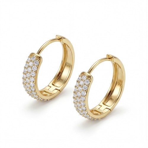 Glintique - Argolas justas ao lóbulo com moissanite em pavé e fecho articulado