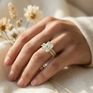 Conjuntos de alianças de casamento com moissanite