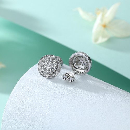 Round Clusters - Brincos de espigão em moissanite com cravação em pavé