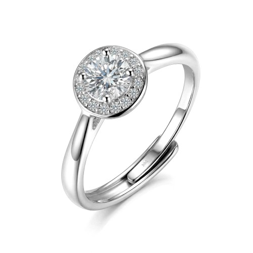 Flexa - Anel halo ajustável com moissanite