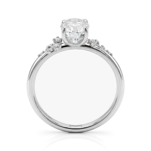 Ovaline - Anel de moissanite oval com pedras laterais minimalistas