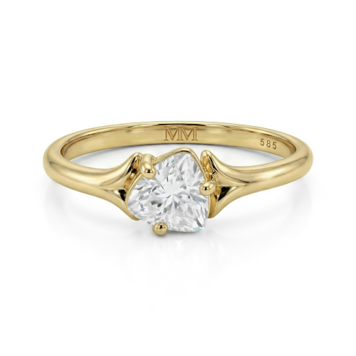 Elysia - Anel solitário com moissanite em talhe trillion