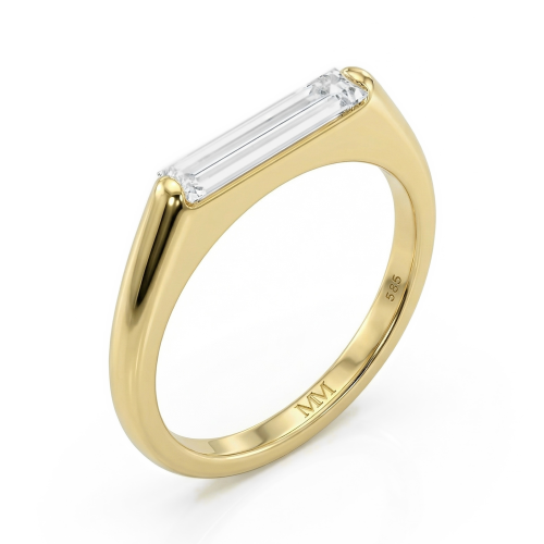 Aurelia - Anel solitário em moissanite com talhe baguette