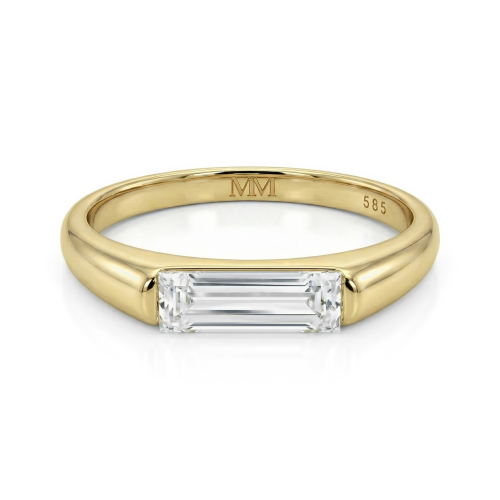 Aurelia - Anel solitário em moissanite com talhe baguette