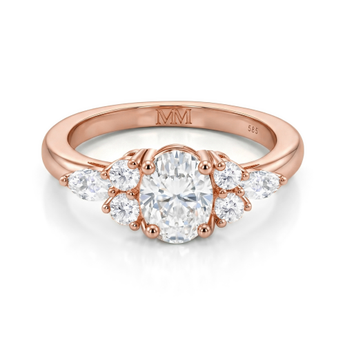Lustrina - Anel em moissanite oval com apontamentos deslumbrantes
