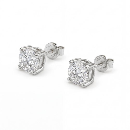 Helix - Brincos de espigão em moissanite com fecho de rosca seguro