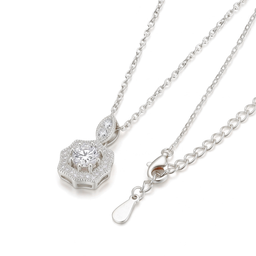 Octavia - Pendente em moissanite de inspiração vintage com adorno em halo