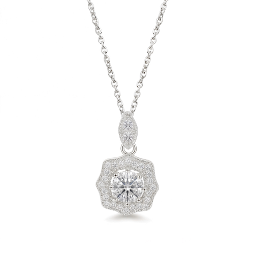 Octavia - Pendente em moissanite de inspiração vintage com adorno em halo