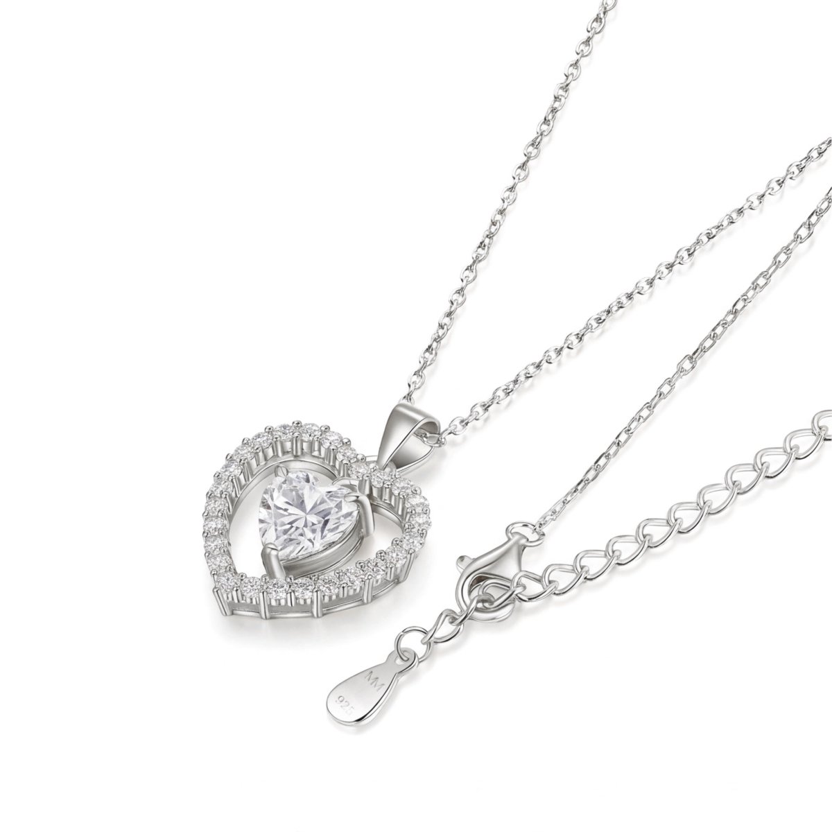 Valoria - Pendente em moissanite em forma de coração com detalhe de halo