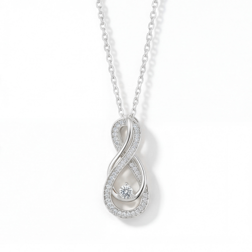 Infinity - Pendente entrelaçado com moissanite e pavé