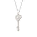 Amore - Pendente em forma de chave com coração, moissanite e cravação em pavé