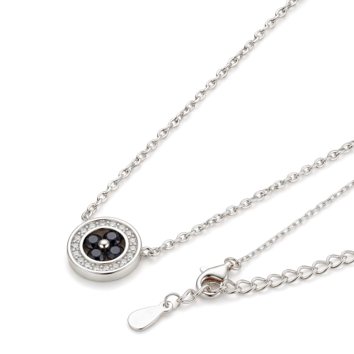 Nightfall - Pendente em moissanite preta com halo e rebordo decorado