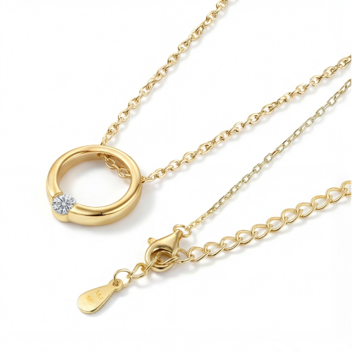 Luna - Pendente solitário contemporâneo em moissanite