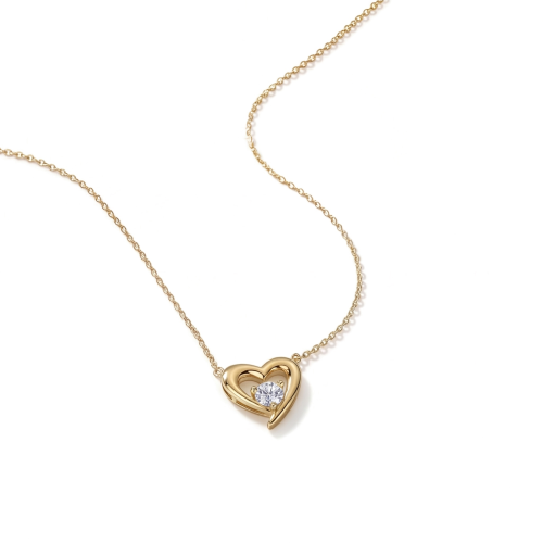 Embrace - Pendente em moissanite com silhueta de coração e pedra central