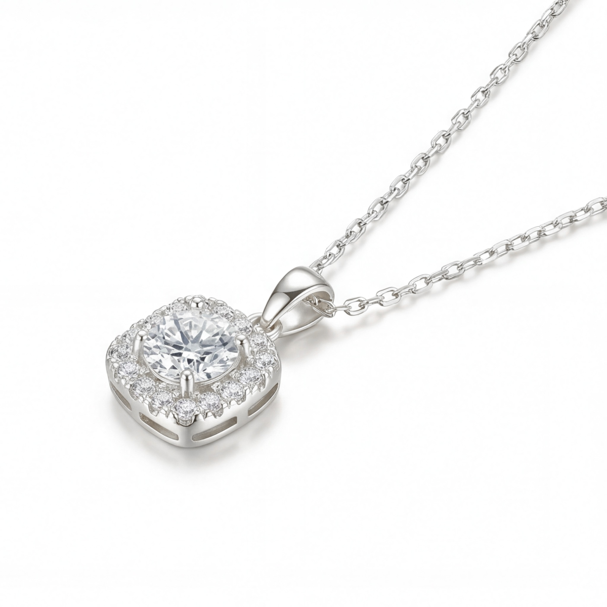 Haloette - Pendente em moissanite com detalhe em halo completo
