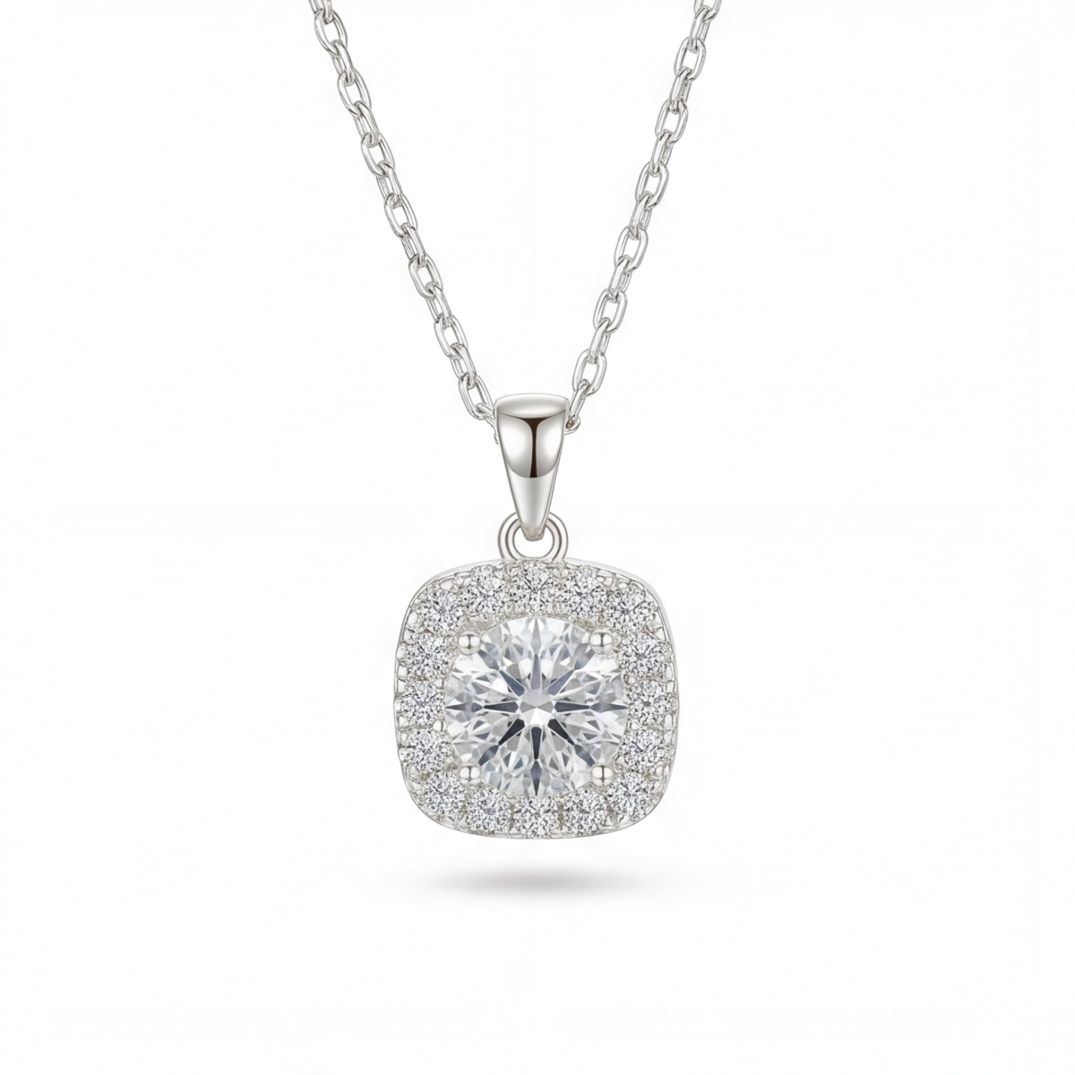 Haloette - Pendente em moissanite com detalhe em halo completo