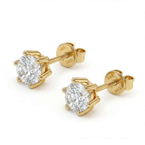 Zephyra - Brincos de espigão elegantes em moissanite com fecho de rosca