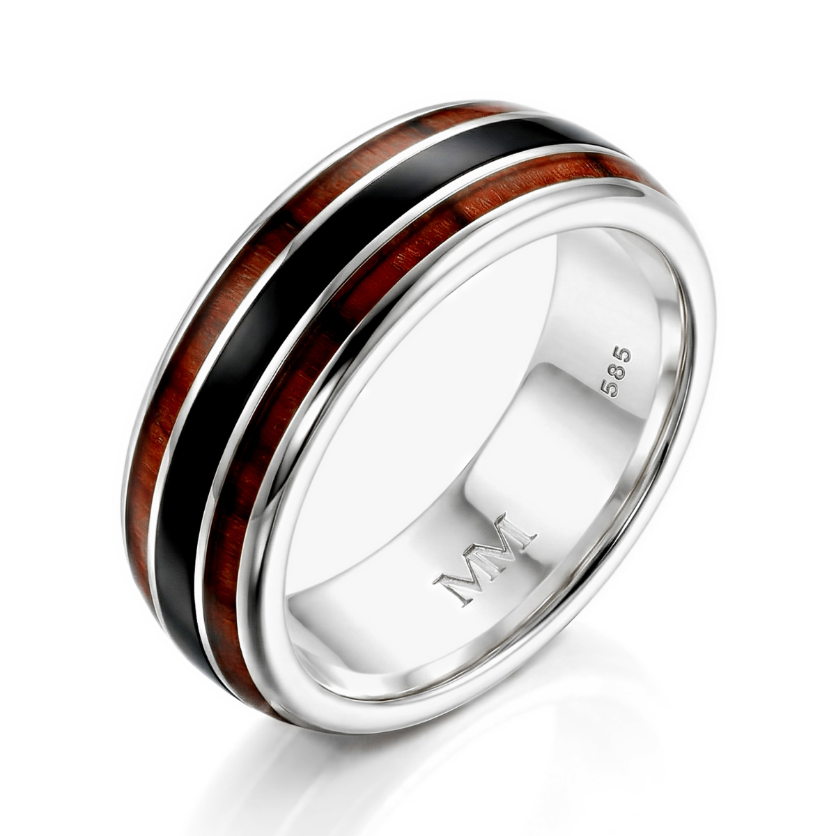 Vireo - Anel de tungsténio para homem com incrustação de madeira natural