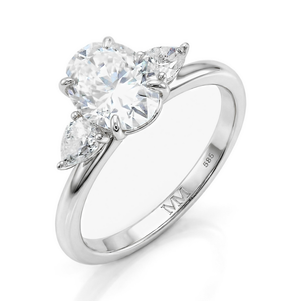 Vivienne - Anel de noivado trilogia com moissanite oval