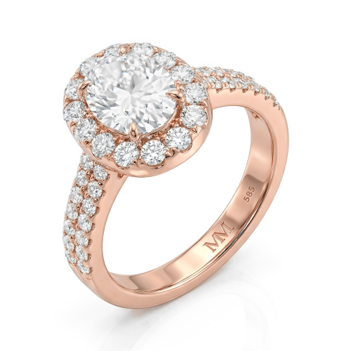 Ovalea - Anel em moissanite de talhe oval com design de halo em pavé