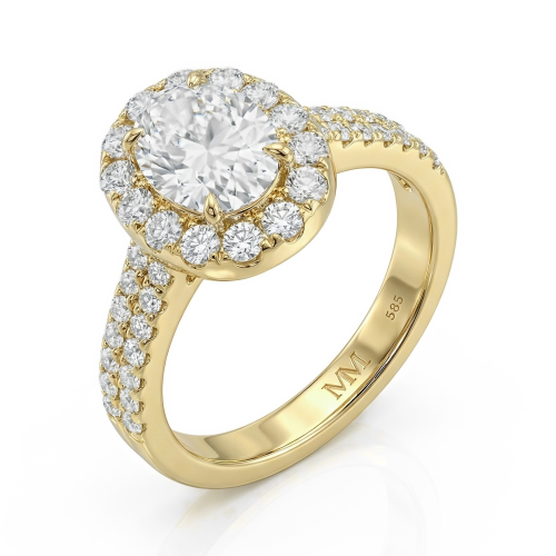 Ovalea - Anel em moissanite de talhe oval com design de halo em pavé