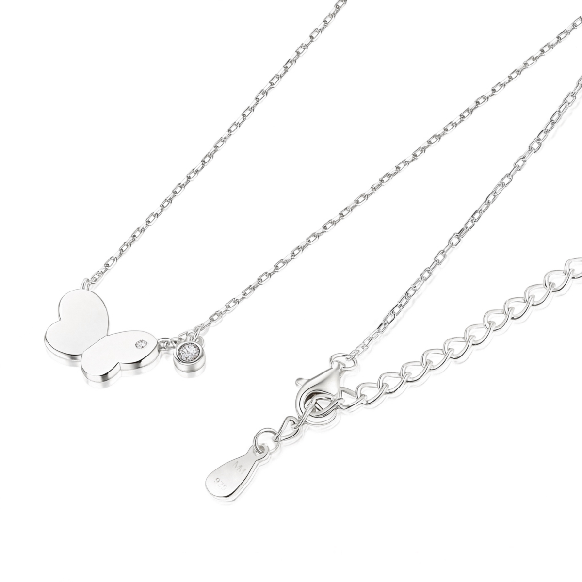 Papillia - Colar com charm de borboleta e apontamentos em moissanite