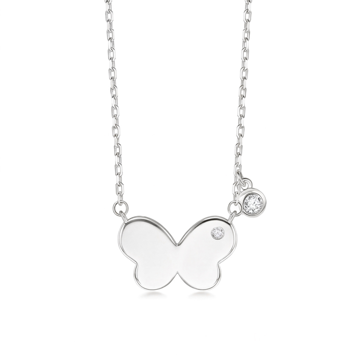 Papillia - Colar com charm de borboleta e apontamentos em moissanite