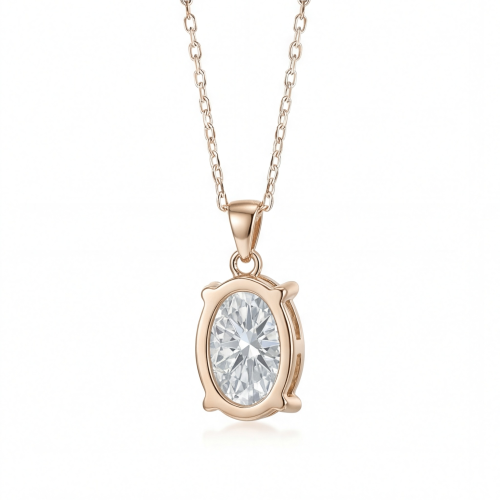 Ovaluxe - Pendente em moissanite oval com design elegante de quatro garras