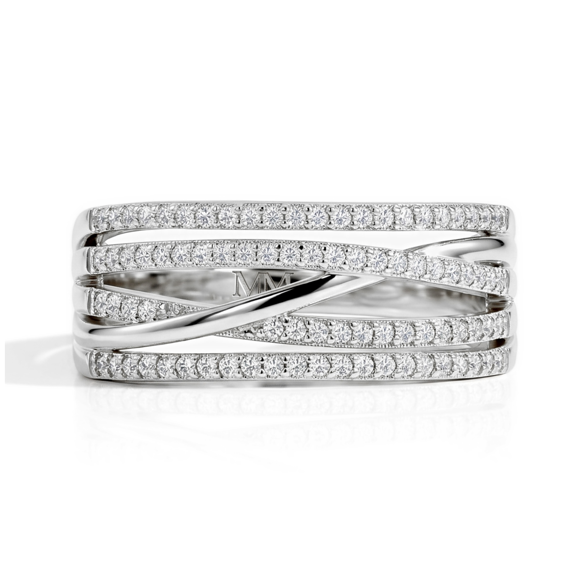 Estrella - Anel de linhas cruzadas com moissanite