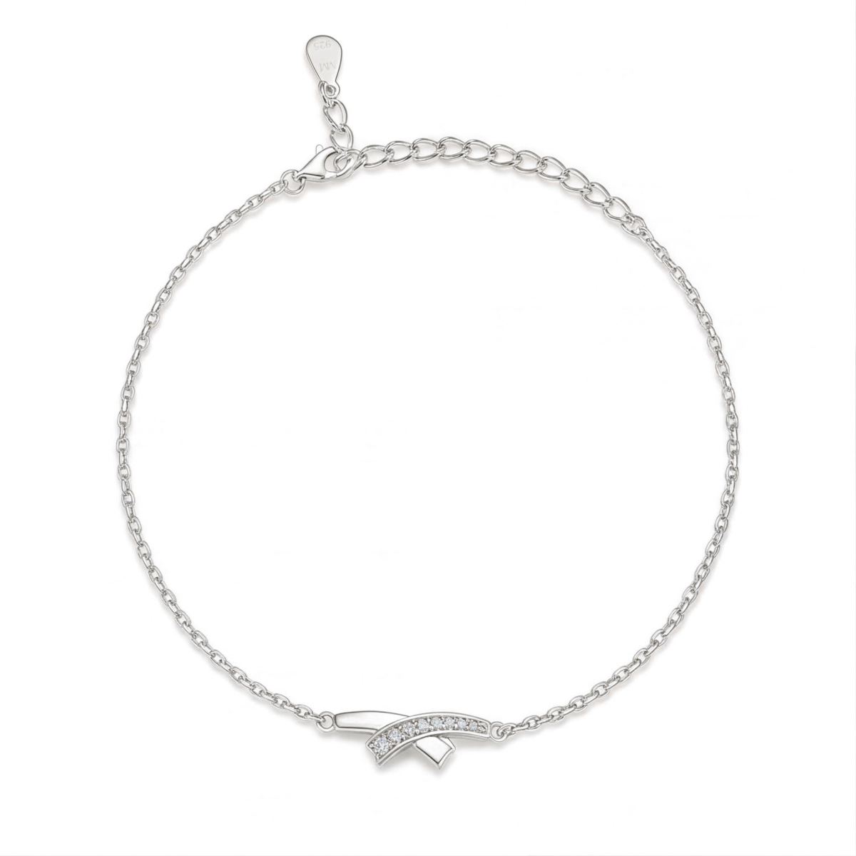 Halcyon - Pulseira de moissanite com motivo de lua crescente e cravação em pavé