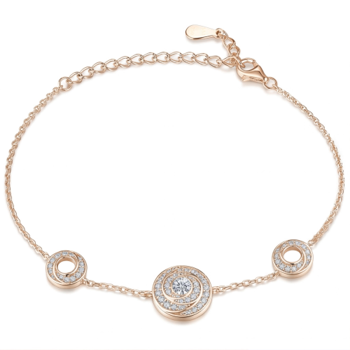 Cirquel - Pulseira com moissanite com elementos interligados com halo duplo