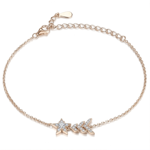 Stellaris - Pulseira ajustável com charm de estrela em moissanite e cravação em pavé