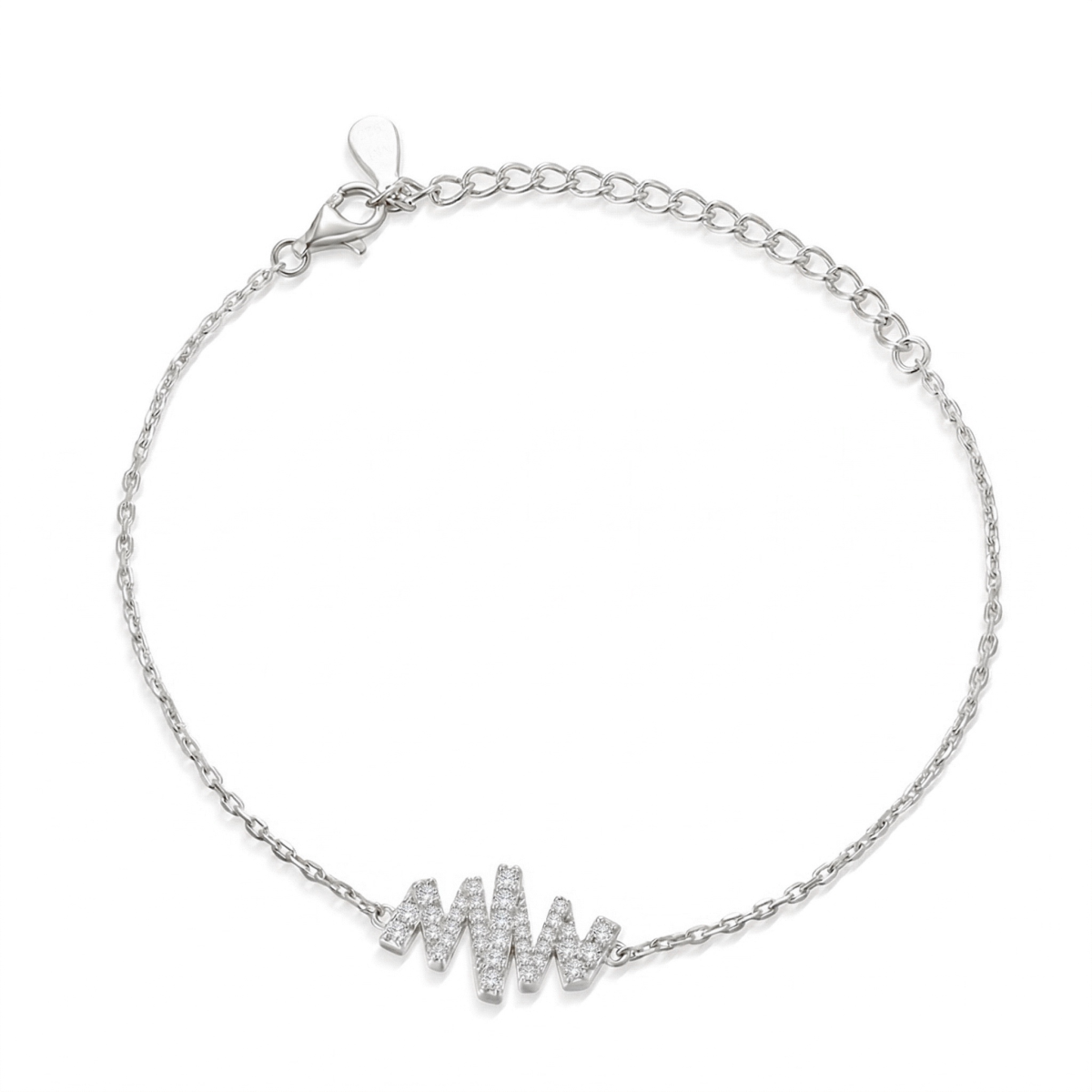 Spiralux - Pulseira ajustável em moissanite com motivo em forma de símbolo em pavé