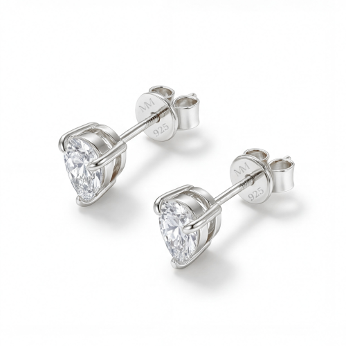 Droplet - Brincos de espigão com moissanite em talhe pera