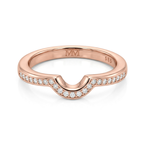 Cirquette - Aliança de casamento curva em moissanite com pedras secundárias