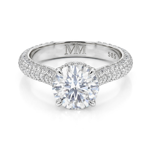 Cassiane - Anel de noivado em moissanite com pavé